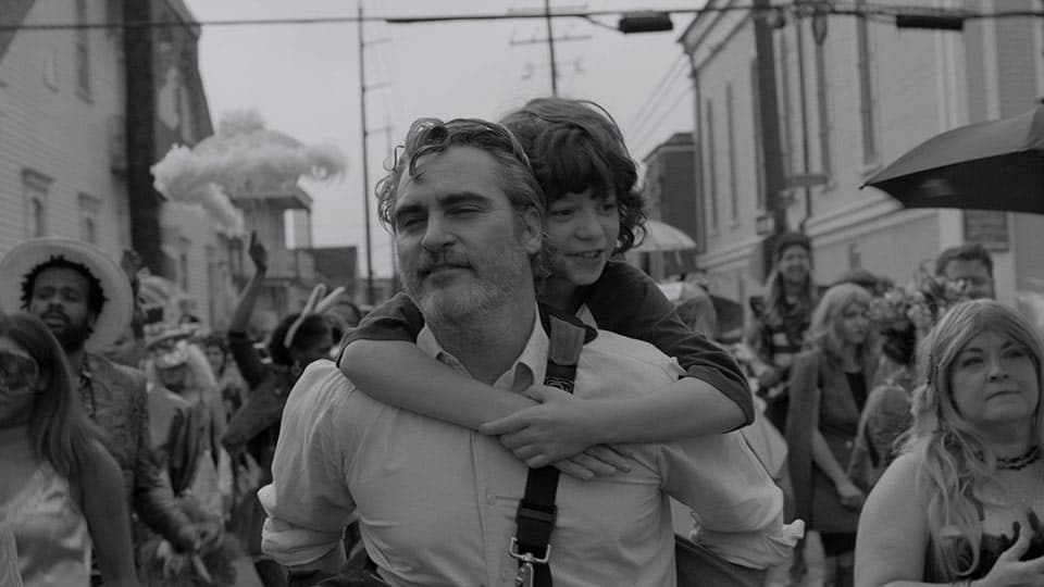 C'mon C'mon production still with Joaquin Phoenix and Woody Norman for the screenplay