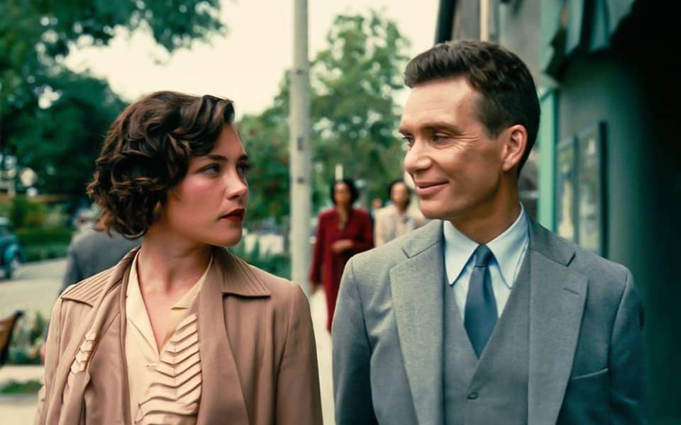 Florence-Pugh-as-Jean-Tatlock-and-Cillian-Murphy-as-J-Robert-Oppenheimer-in-Christopher-Nolans-Oppenheimer-movie Oppenheimer screenplay not written entirely in the first person.