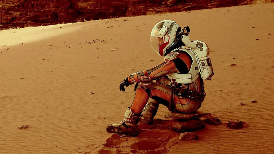 The-Martian-Matt-Damon Matt Damon as stranded-on-Mars astronaut Mark Watney.