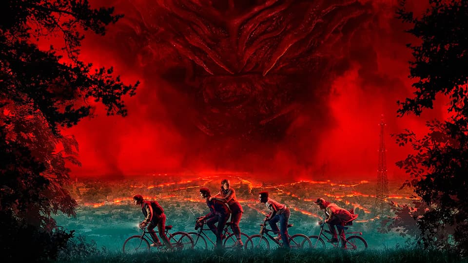 Image of an ominous sky overlooking Hawkins and the Stranger Things 5 gang, representing the transcripts.
