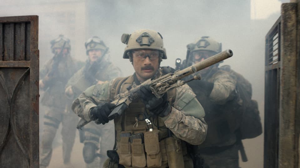 Still image from the movie 'Warfare', representing the screenplay.