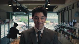 Still image from season 2, episode 1, of the Netflix series Squid Game, representing the transcript 'Bread and Lottery'.
