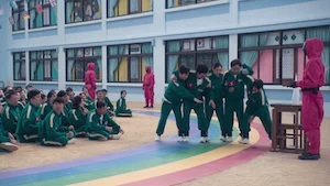 Still image from season 2, episode 4, of the Netflix series Squid Game, representing the transcript 'Six Legs'.