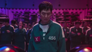 Still image from season 2, episode 5, of the Netflix series Squid Game, representing the transcript 'One More Game'.